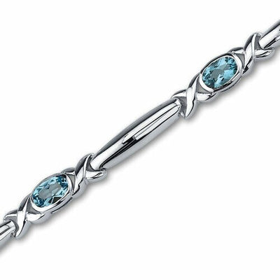 Swiss Blue Topaz Bracelet Sterling Silver Oval Cut 2.75 Carats SB2818