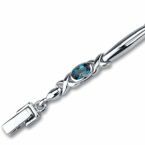 London Blue Topaz 5-Stone Open Infinity Bracelet Sterling Silver Oval Cut 2.75 Carats