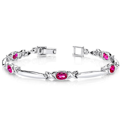 Ruby Bracelet Sterling Silver Oval Shape 2.75 Carats SB2822