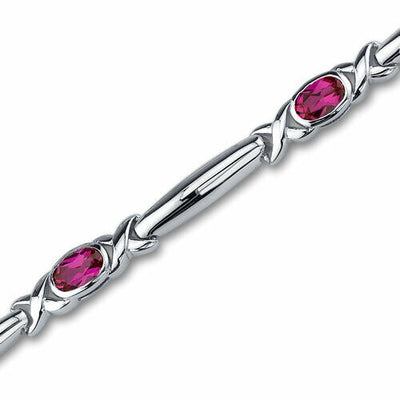 Ruby Bracelet Sterling Silver Oval Shape 2.75 Carats SB2822