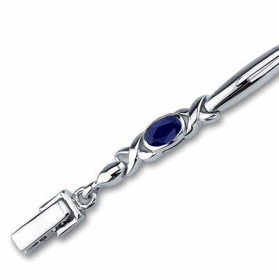 Blue Sapphire 5-Stone Open Infinity Bracelet Sterling Silver Oval Shape 2.75 Carats