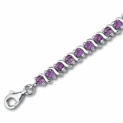 Amethyst Bracelet Sterling Silver Round Shape 4.25 Carats