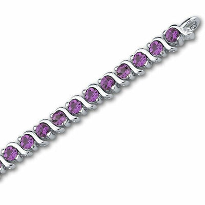 Amethyst Bracelet Sterling Silver Round Shape 4.25 Carats