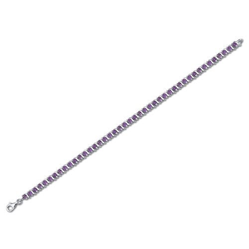 Amethyst Bracelet Sterling Silver Round Shape 4.25 Carats