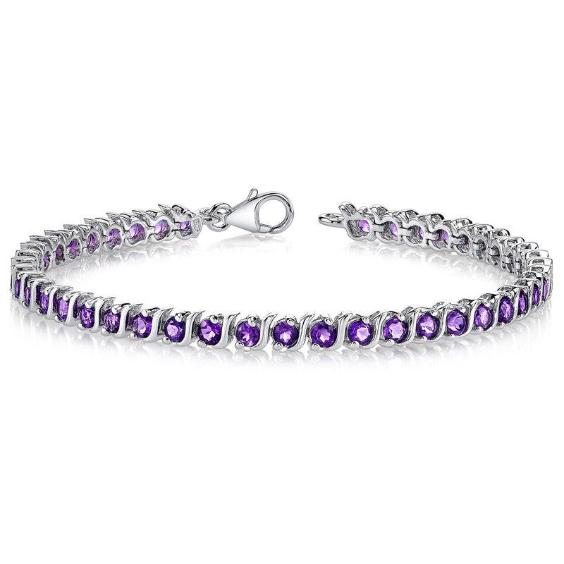 Amethyst Bracelet Sterling Silver Round Shape 4.25 Carats