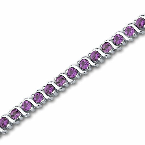 Amethyst Bracelet Sterling Silver Round Shape 4.25 Carats