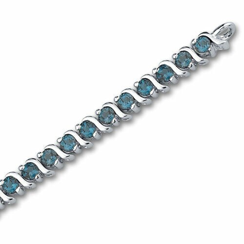 London Blue Topaz Bracelet Sterling Silver Round Cut 5 Carats SB2852