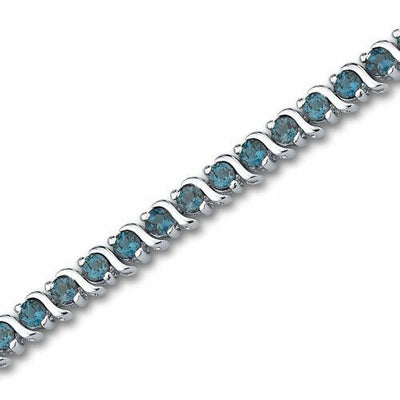 London Blue Topaz Bracelet Sterling Silver Round Cut 5 Carats SB2852