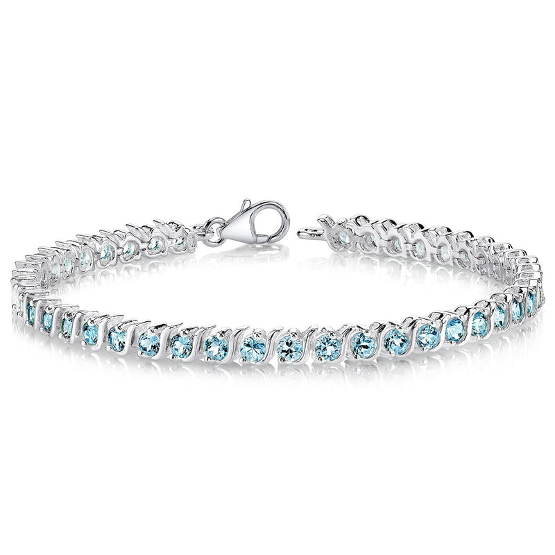 London Blue Topaz Bracelet Sterling Silver Round Cut 5 Carats SB2852