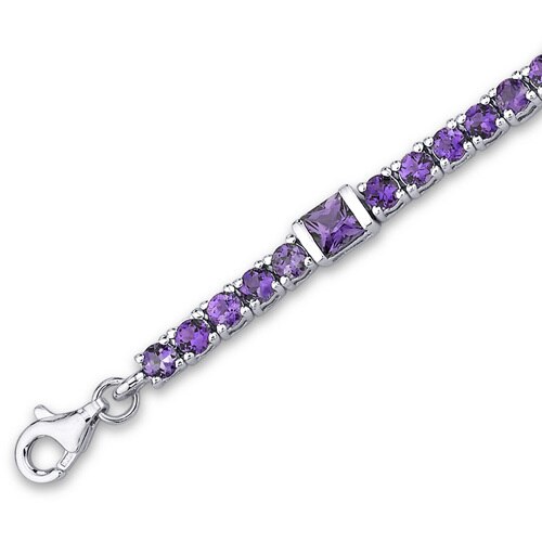 Amethyst Bracelet Sterling Silver Princess Shape 5.75 Carats SB2860