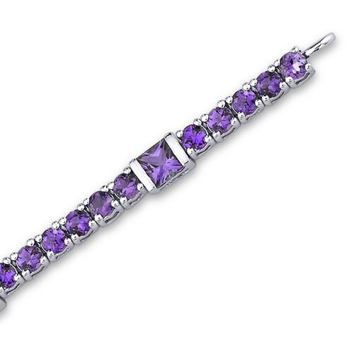 Amethyst Bracelet Sterling Silver Princess Shape 5.75 Carats SB2860