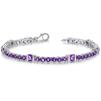 Amethyst Bracelet Sterling Silver Princess Shape 5.75 Carats SB2860