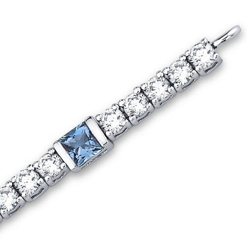 London Blue Topaz Bracelet Sterling Silver Princess 2.5 Carats