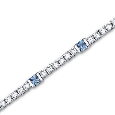 London Blue Topaz Bracelet Sterling Silver Princess 2.5 Carats