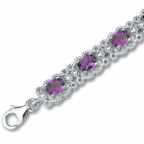 Amethyst Bracelet Sterling Silver Oval Shape 6 Carats