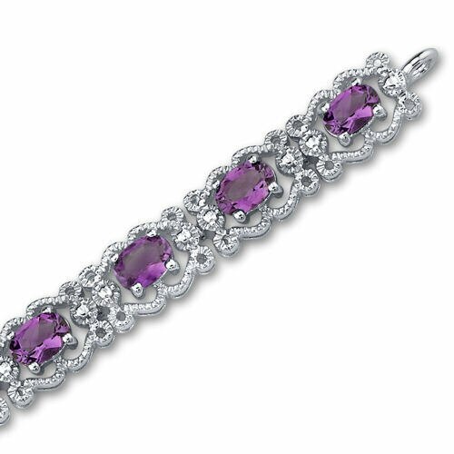 Amethyst Bracelet Sterling Silver Oval Shape 6 Carats