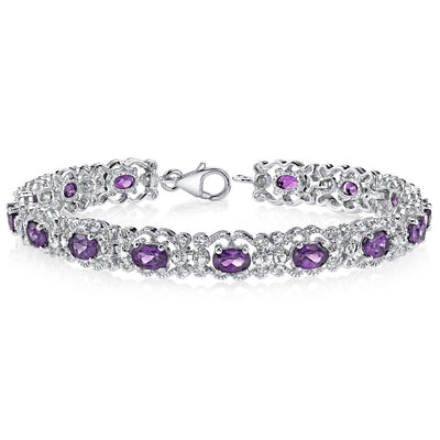 Amethyst Bracelet Sterling Silver Oval Shape 6 Carats