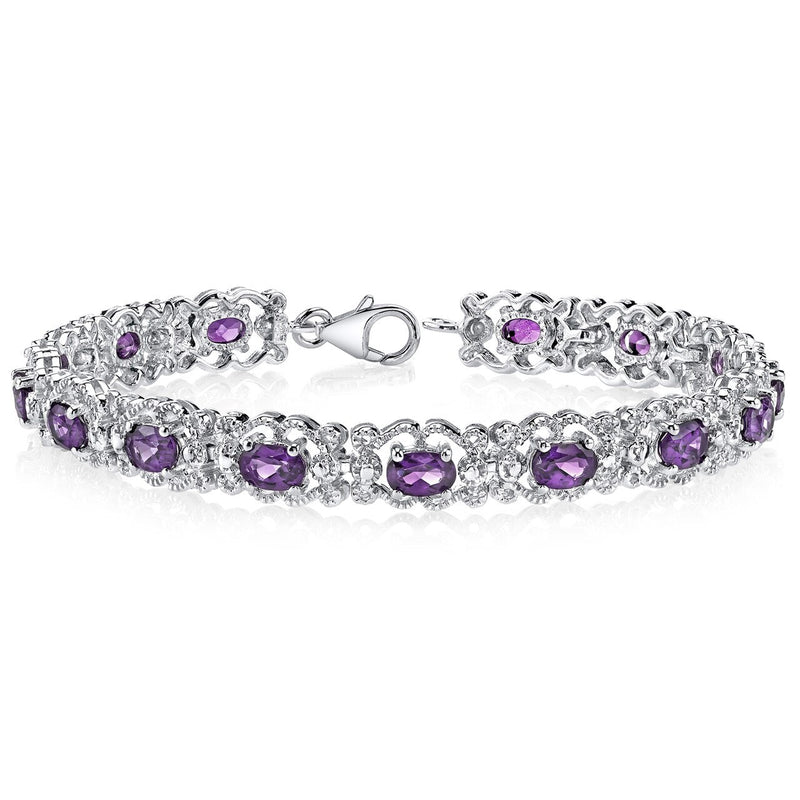 Amethyst Bracelet Sterling Silver Oval Shape 6 Carats