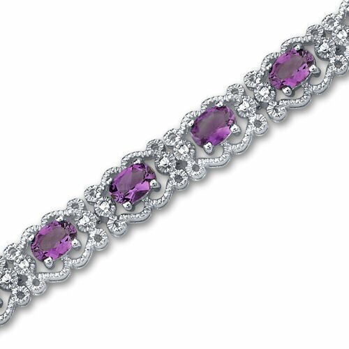 Amethyst Bracelet Sterling Silver Oval Shape 6 Carats