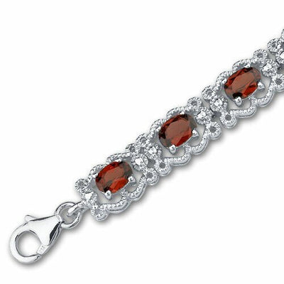 Garnet Vintage Tennis Bracelet Sterling Silver Oval Shape 8.5 Carats