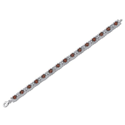 Garnet Vintage Tennis Bracelet Sterling Silver Oval Shape 8.5 Carats