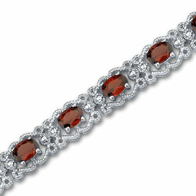 Garnet Vintage Tennis Bracelet Sterling Silver Oval Shape 8.5 Carats