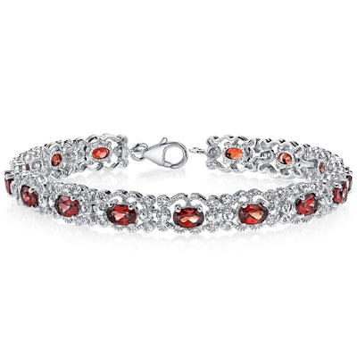 Garnet Vintage Tennis Bracelet Sterling Silver Oval Shape 8.5 Carats