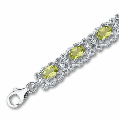 Peridot Bracelet Sterling Silver Oval Shape 7 Carats