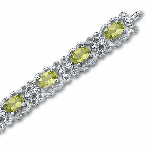 Peridot Bracelet Sterling Silver Oval Shape 7 Carats