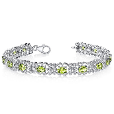 Peridot Bracelet Sterling Silver Oval Shape 7 Carats