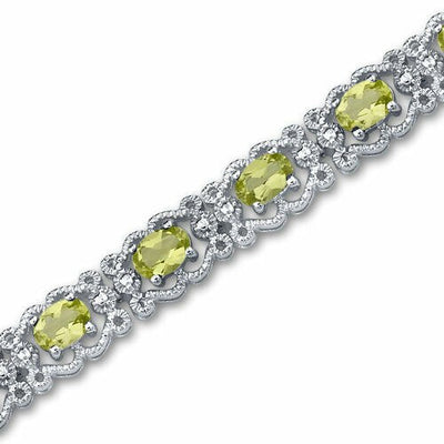 Peridot Bracelet Sterling Silver Oval Shape 7 Carats