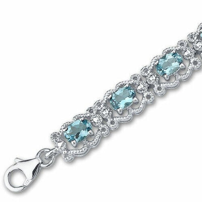 Swiss Blue Topaz Bracelet Sterling Silver Oval Shape 8.5 Carats