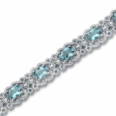 Swiss Blue Topaz Bracelet Sterling Silver Oval Shape 8.5 Carats