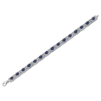 Blue Sapphire Vintage Tennis Bracelet Sterling Silver Oval Shape 8.5 Carats