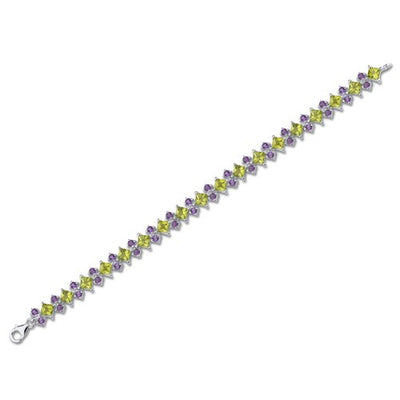 Peridot Bracelet Sterling Silver Princess Shape 16 Carats