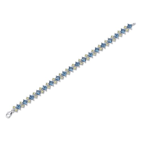 London Blue Topaz Bracelet Sterling Silver Princess 17.5 Carats