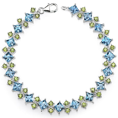 London Blue Topaz Bracelet Sterling Silver Princess 17.5 Carats