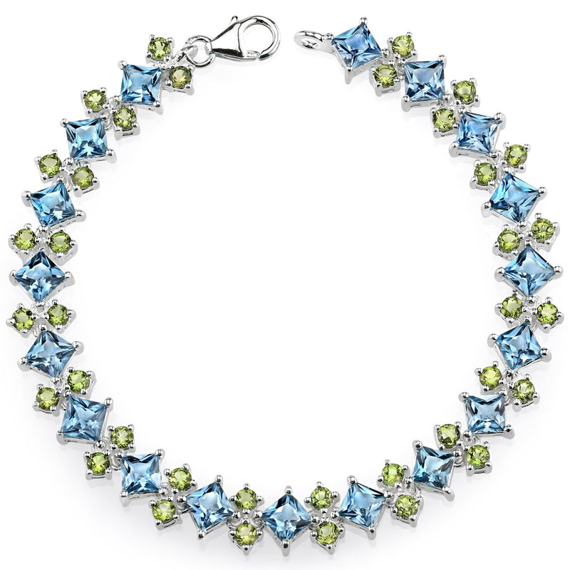 London Blue Topaz Bracelet Sterling Silver Princess 17.5 Carats