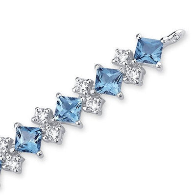 Swiss Blue Topaz Bracelet Sterling Silver Princess 13.5 Carats