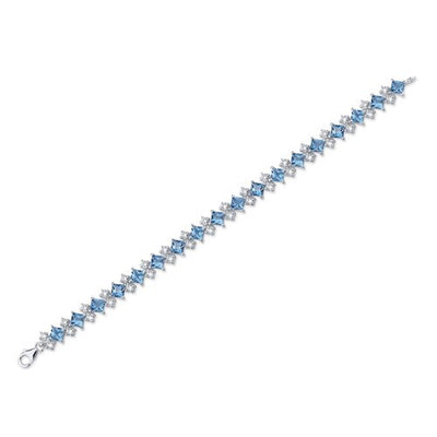 Swiss Blue Topaz Bracelet Sterling Silver Princess 13.5 Carats