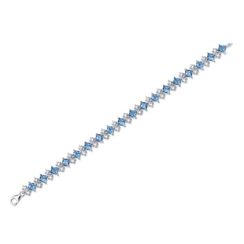 Swiss Blue Topaz Bracelet Sterling Silver Princess 13.5 Carats