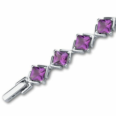 Amethyst Bracelet Sterling Silver Princess Shape 8 Carats