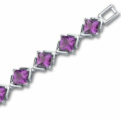 Amethyst Bracelet Sterling Silver Princess Shape 8 Carats