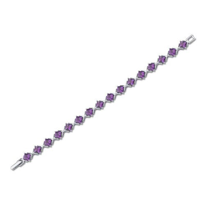 Amethyst Bracelet Sterling Silver Princess Shape 8 Carats