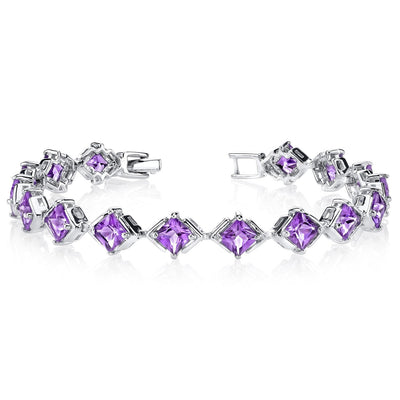 Amethyst Bracelet Sterling Silver Princess Shape 8 Carats