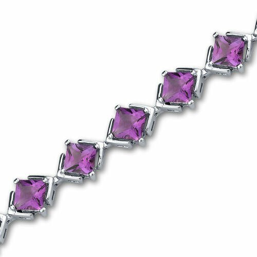 Amethyst Bracelet Sterling Silver Princess Shape 8 Carats