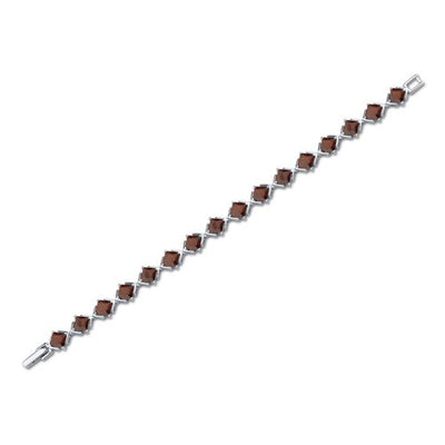 Garnet Bracelet Sterling Silver Princess Shape 12 Carats