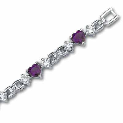 Amethyst Bracelet Sterling Silver Heart Shape 3.75 Carats