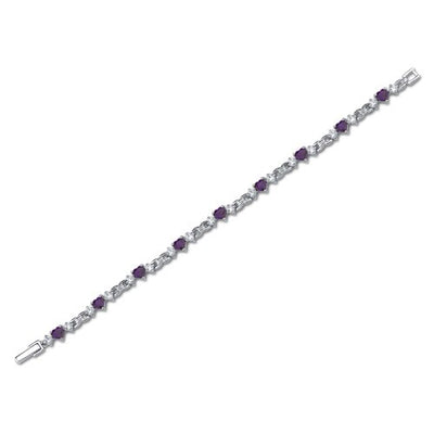 Amethyst Bracelet Sterling Silver Heart Shape 3.75 Carats