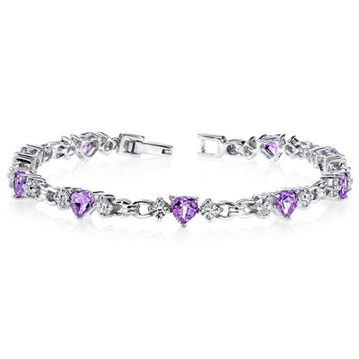 Amethyst Bracelet Sterling Silver Heart Shape 3.75 Carats